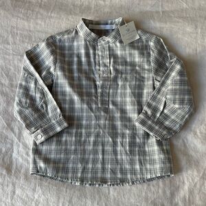 La Chatelaine Toddler Boy Dressy Plaid Shirt 100% Cotton Made in Italy Size 2